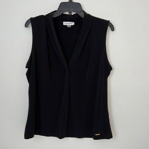 Calvin Klein Gathered V-Neck Sleeveless Top